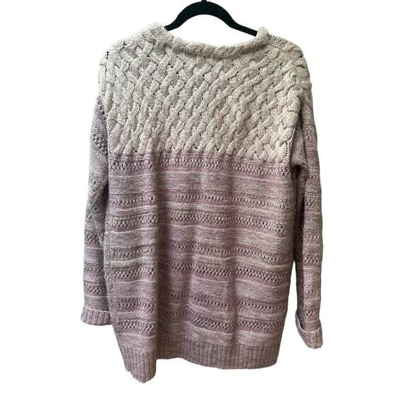 Anthropologie Hinge Women's V-Neck Knit Oversized Cardigan Sz M Purple Gray - Picture 6 of 7